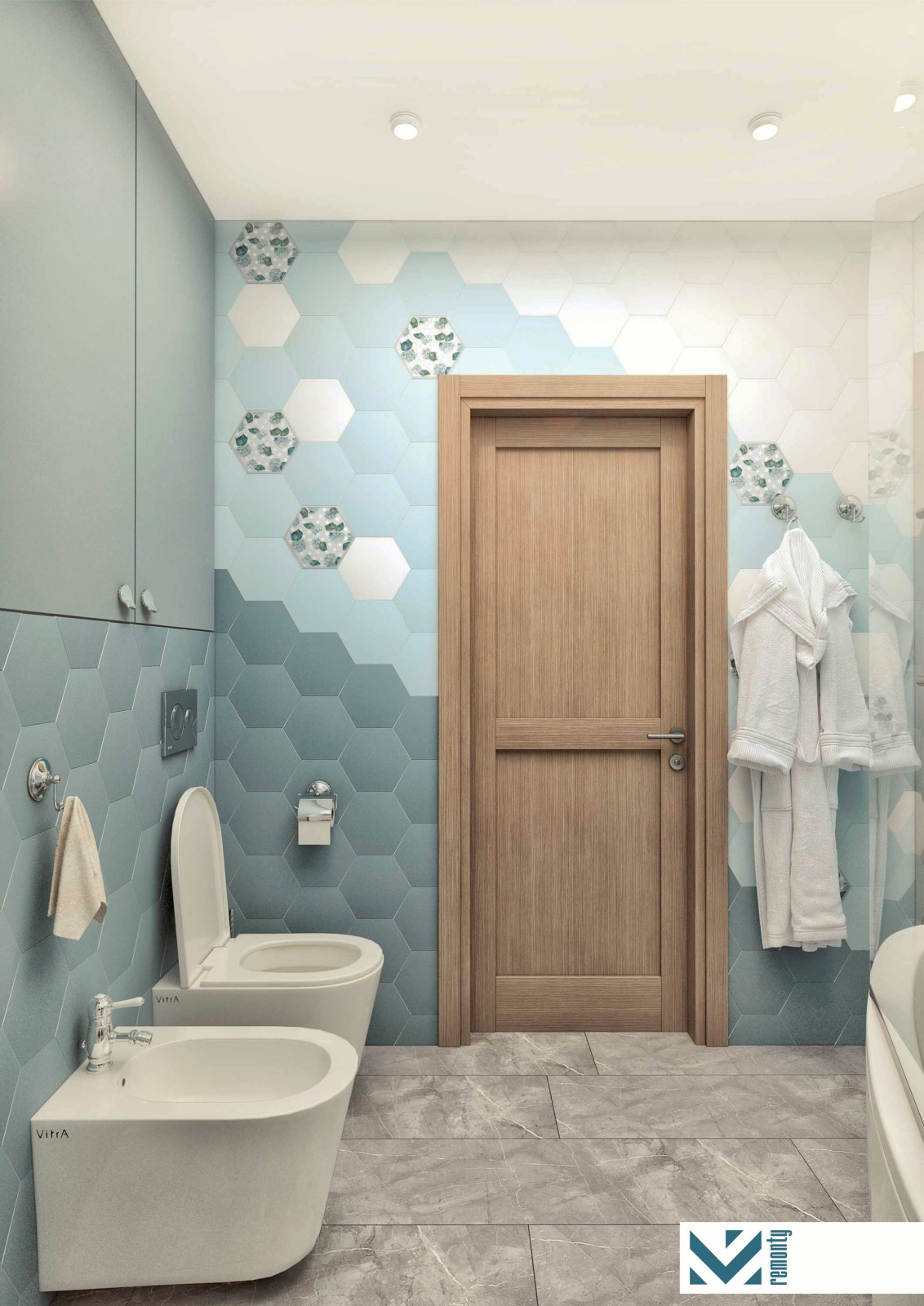 Обложка проекта: Ванная комната, плитка - шестигранник