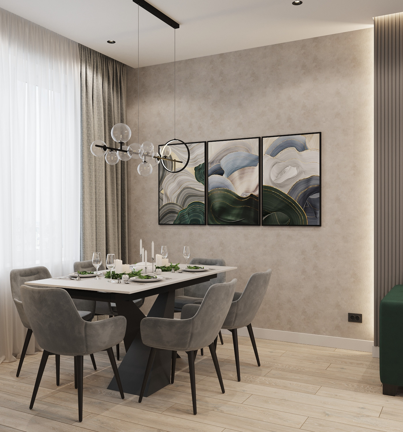 Современная кухня-столовая ЖК Аристократ