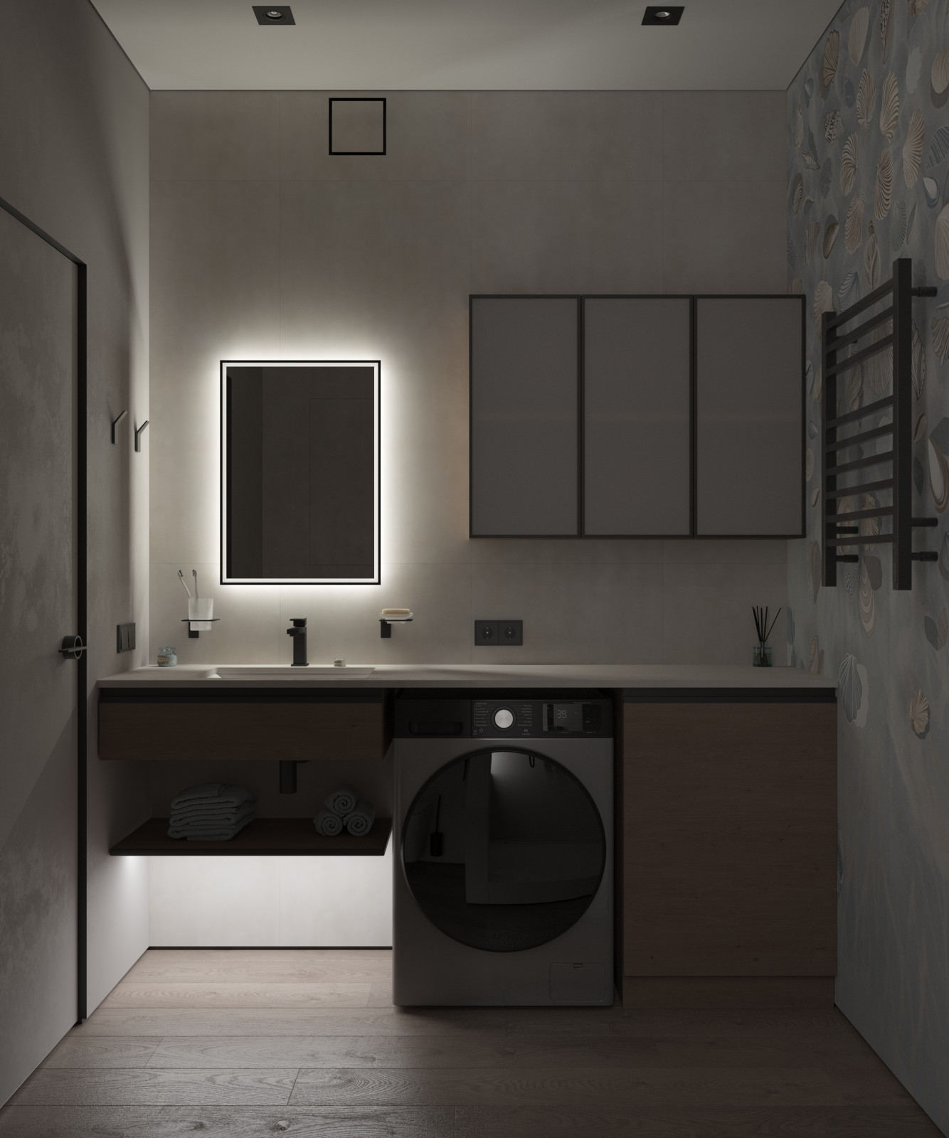 Современный сан.узел с обоями