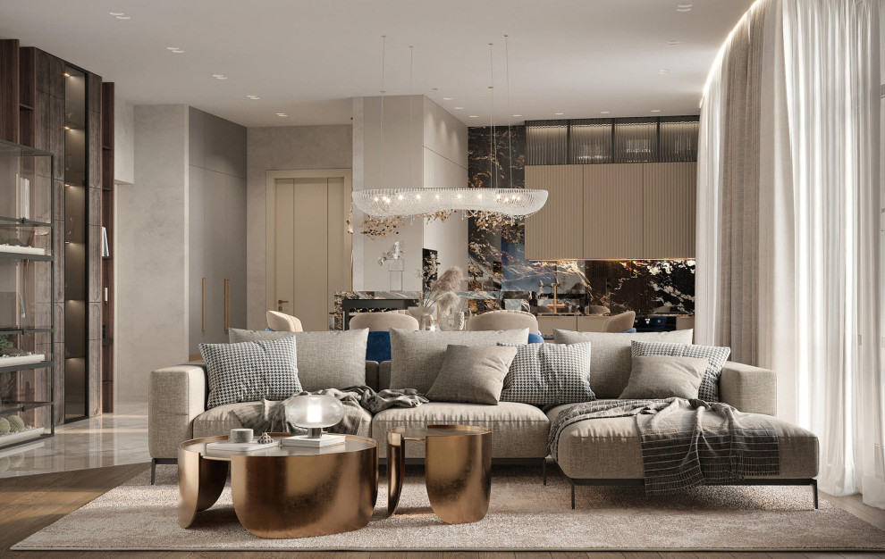 Роскошный дизайн квартиры в стиле современная классика в ЖК "Квартал Лахта парк"