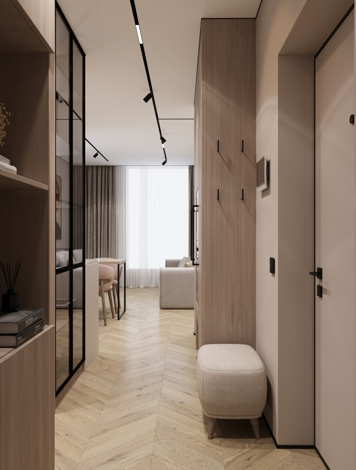 Дизайн интерьера прихожей  в квартире  ЖК "Брусника"