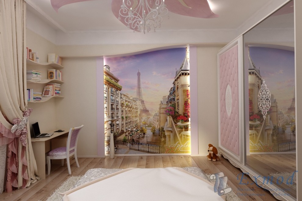 Дизайн детской с цветком и бабочками