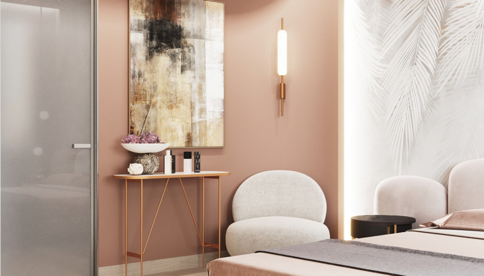 Спальня с деревянными панелями