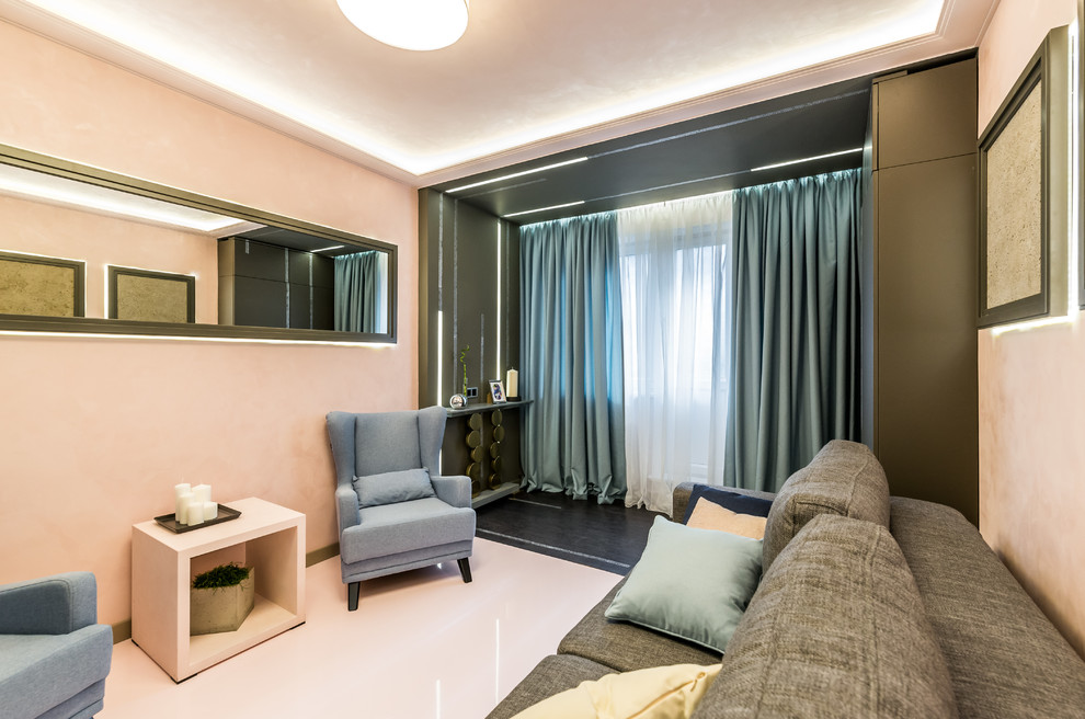 Гостиная под розовой пудрой