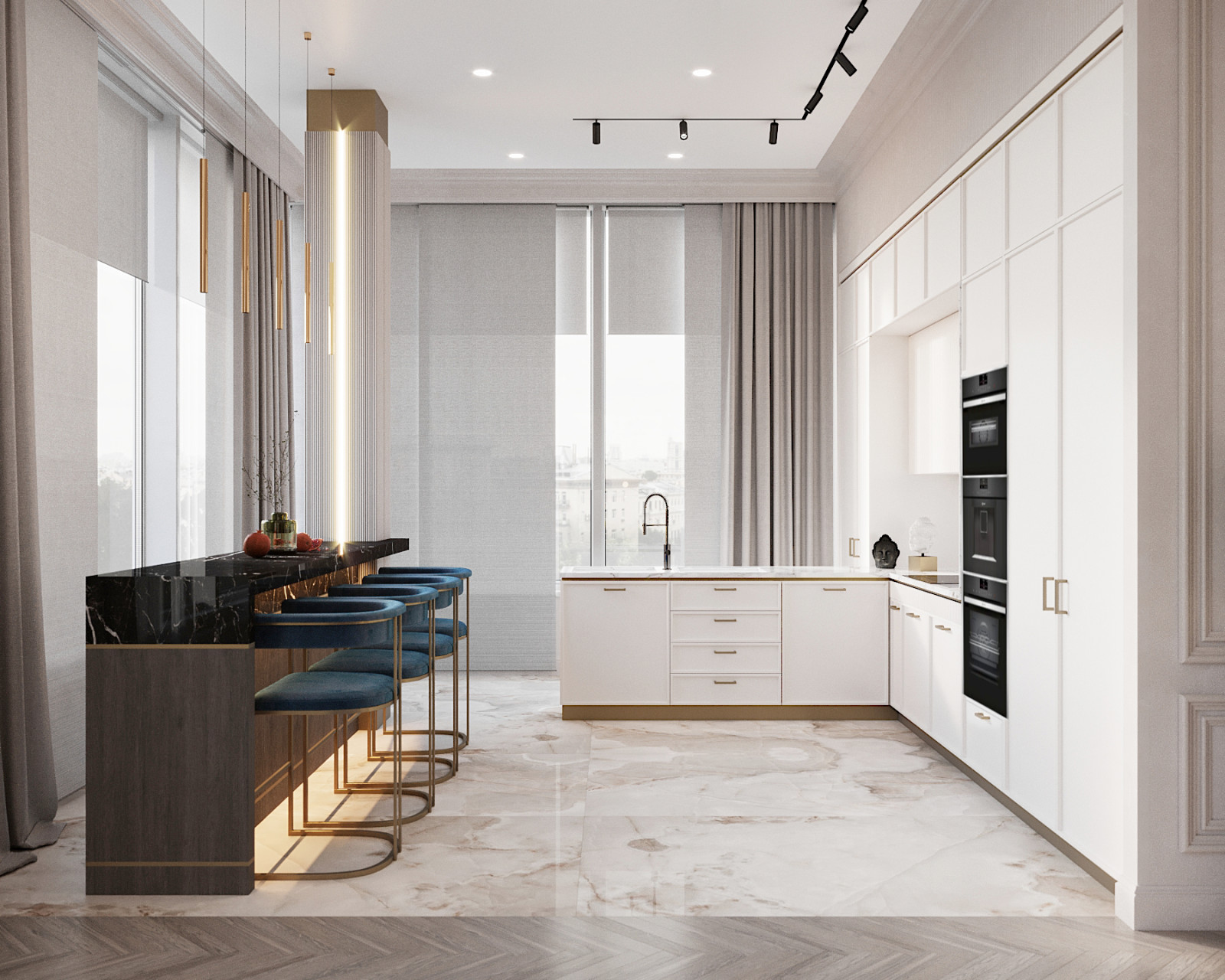 Кухня гостиная в пентхаусе