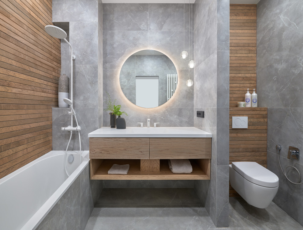 Монохром с деревянными акцентами.Дизайн Анастасия Волчкова.Публикация Elle Decor