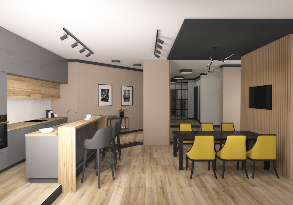 Зона столовой и кухни