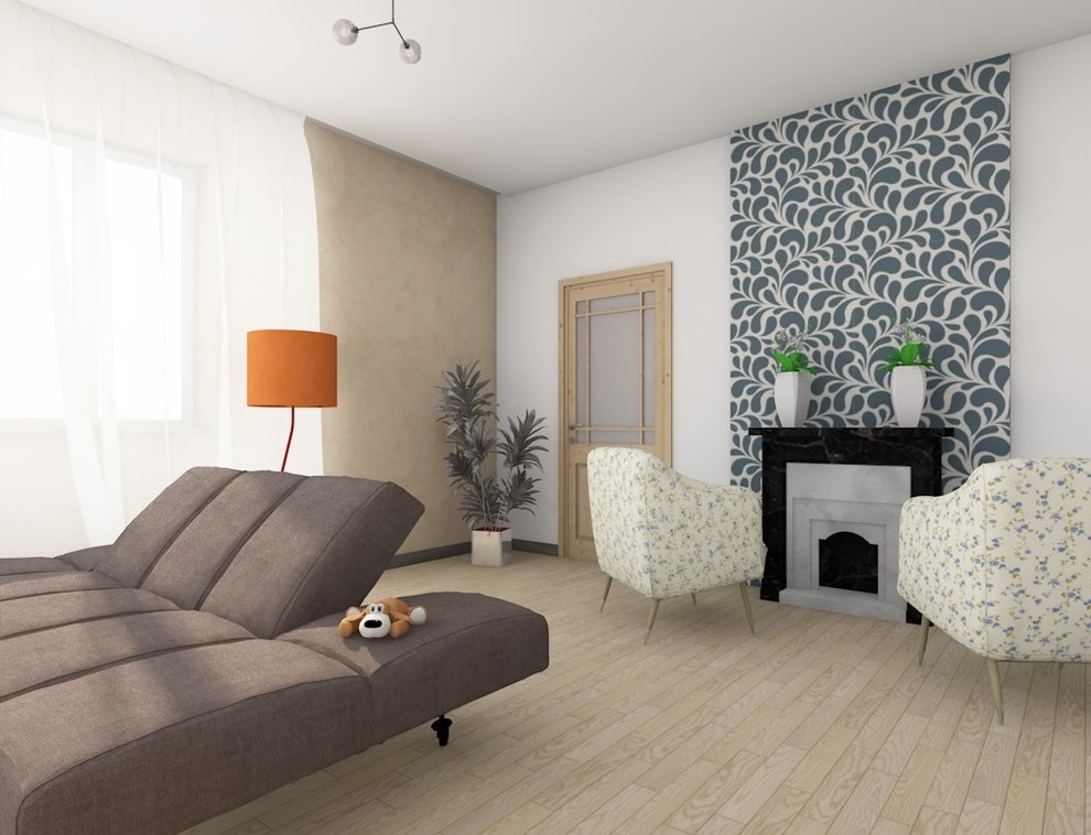 Гостиная-столовая-кухня 40м2 в частном доме