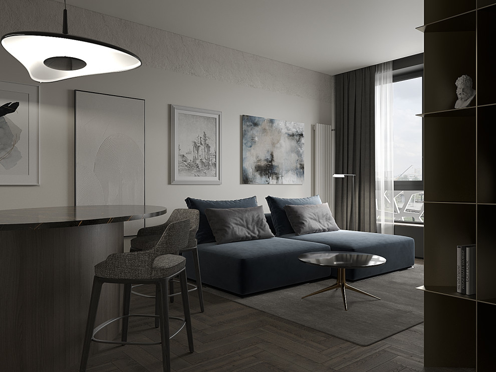 Квартира-студия в холодных тонах