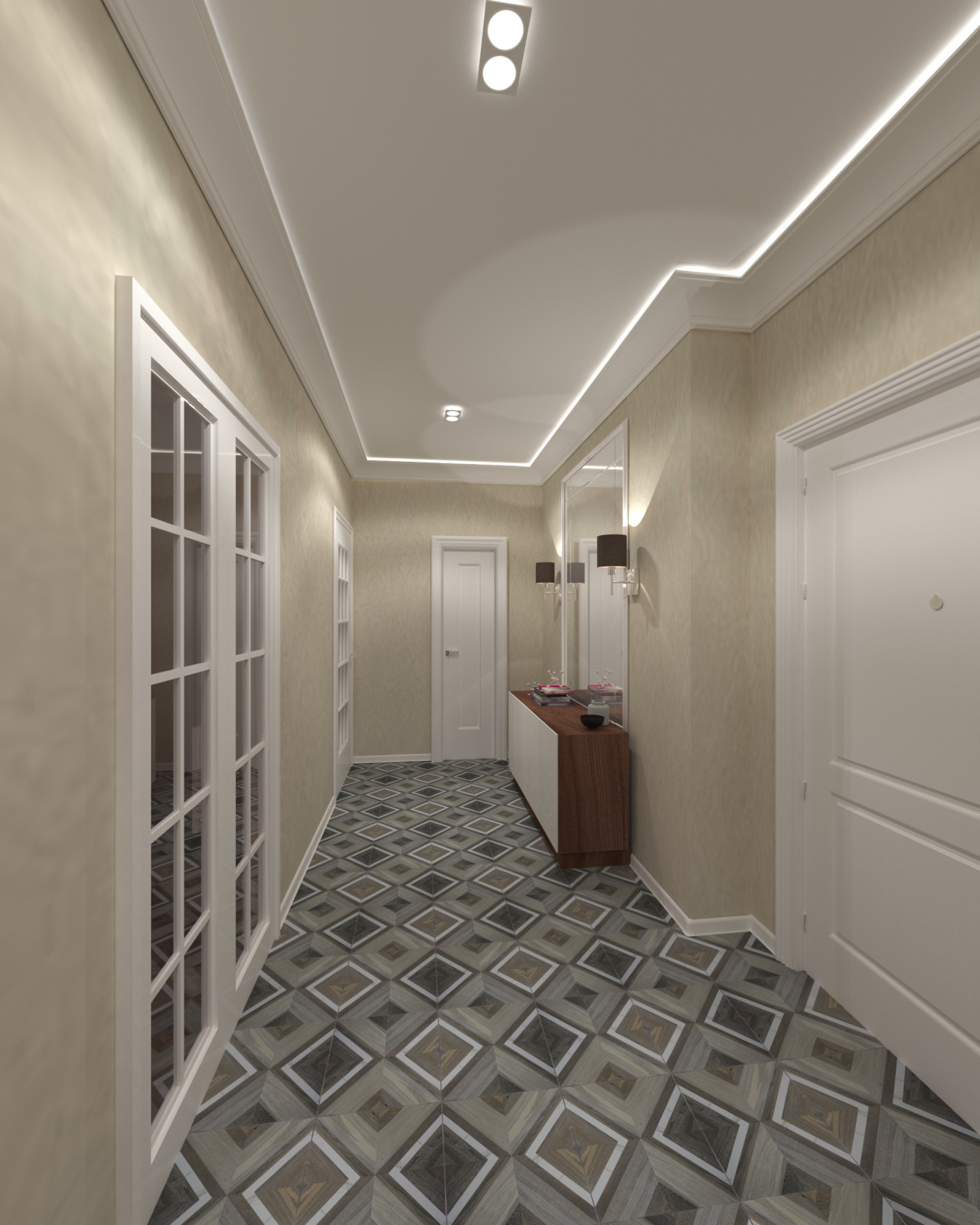 Гостиная и прихожая в неоклассике