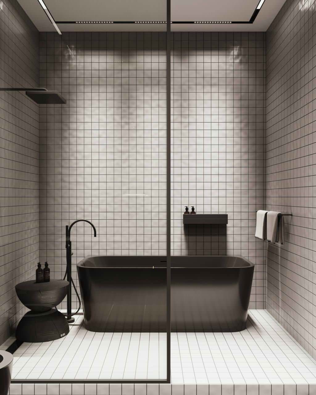 Black interior for a bachelor in St. Petersburg, 75m2