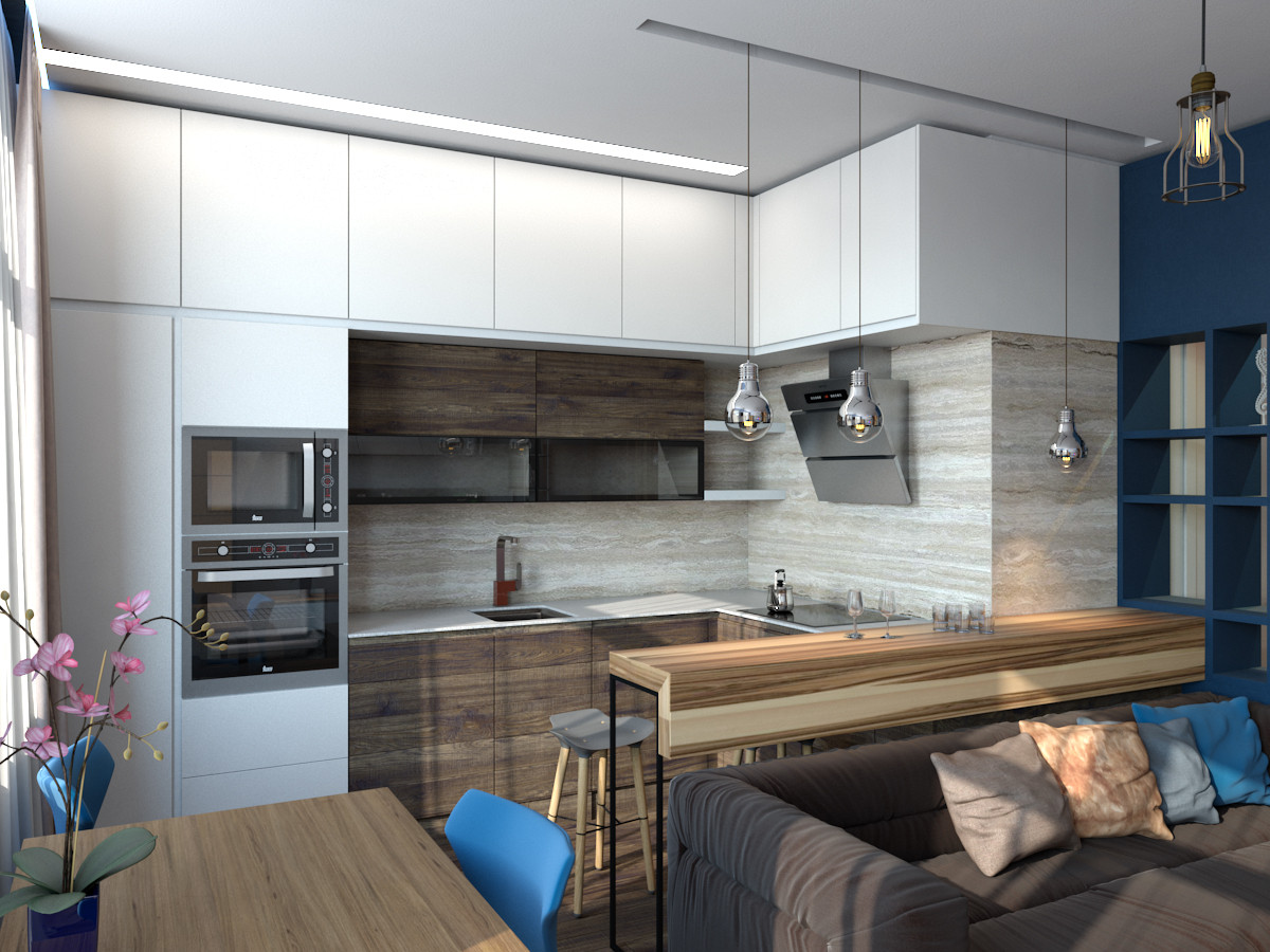 Кухня с барной стойкой