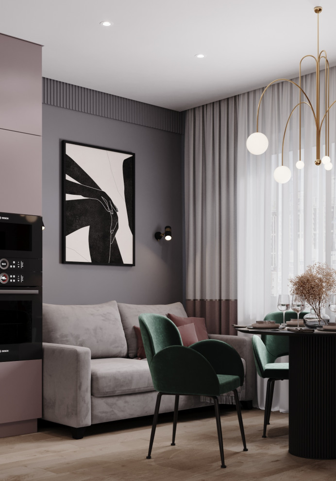 Кухня-гостиная в проекте для молодой девушки