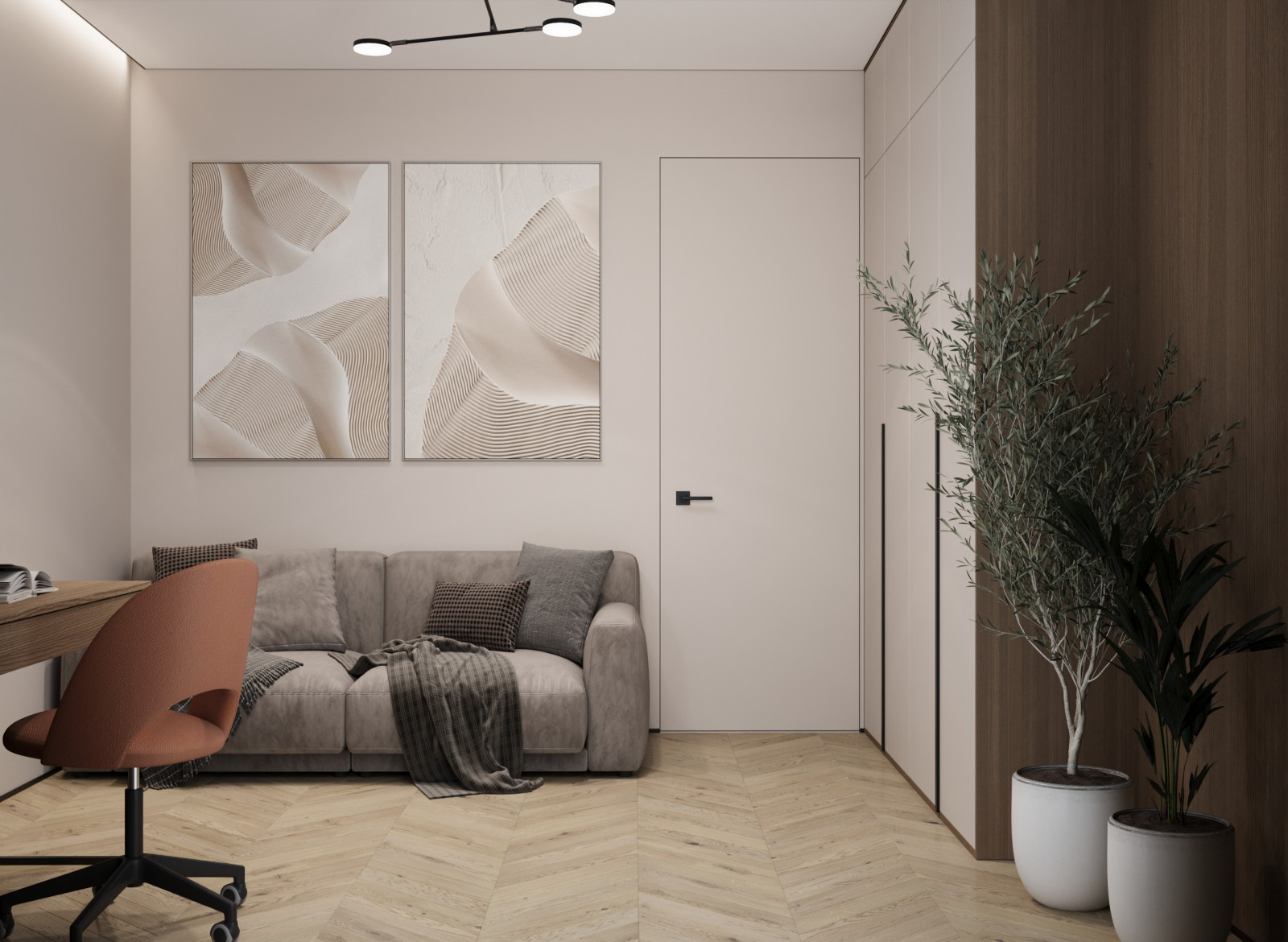 Дизайн интерьера кабинета  в квартире  ЖК "Брусника"