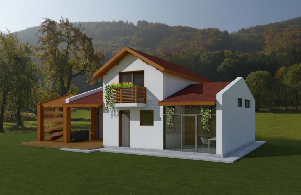 Загородный дом с мансардой