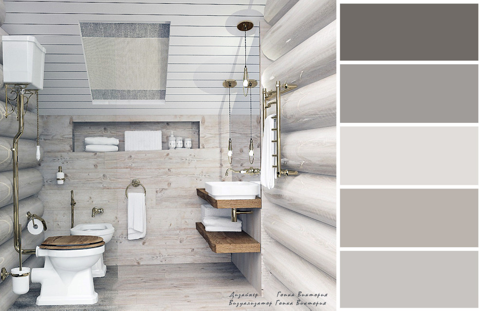 Ванная комната (круглый брус) с элементами лофта