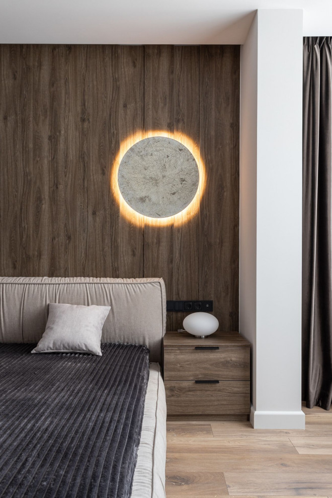 Дизайн спальни в светлых тонах квартиры в квартире в Москве