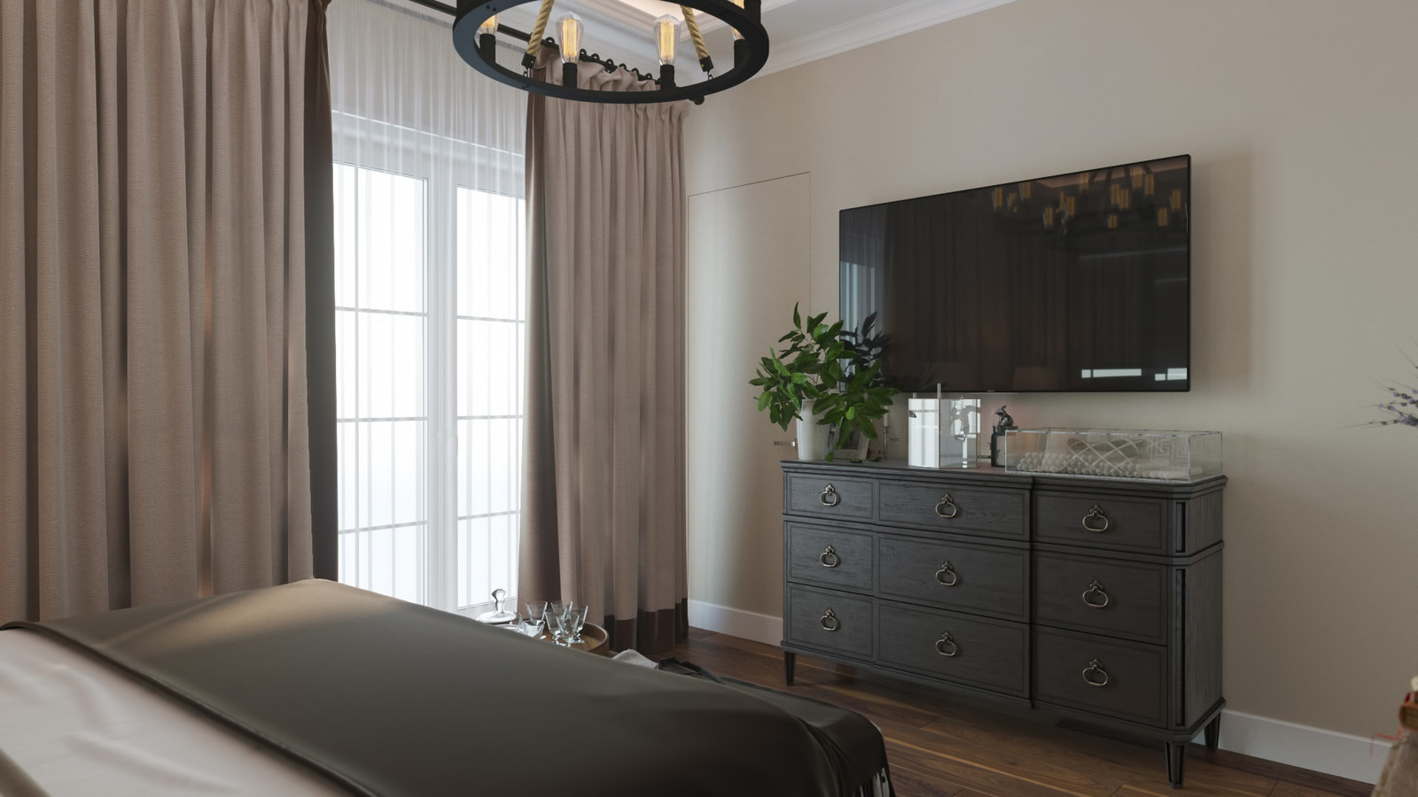 Загородный дом. Дмитровское шоссе. 2й этаж. Стиль современная классика.