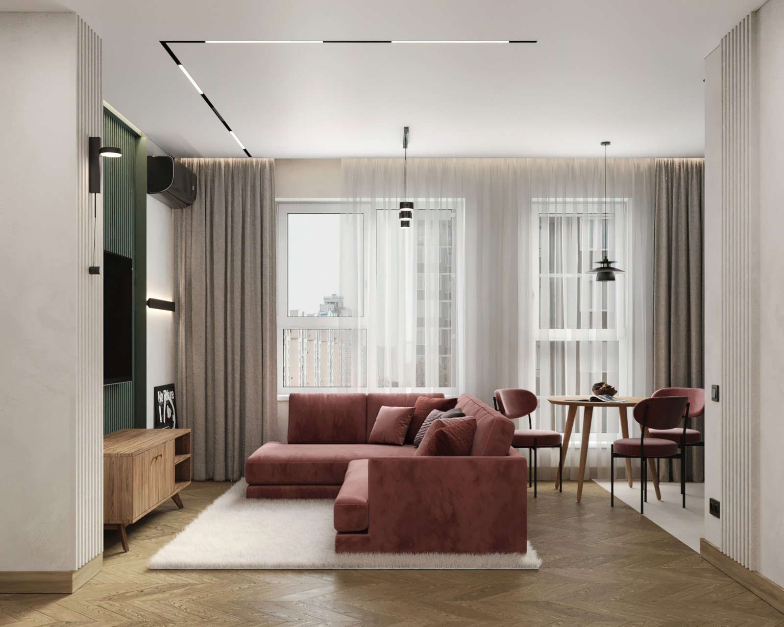 15. Coral 104м². Кухня-гостиная
