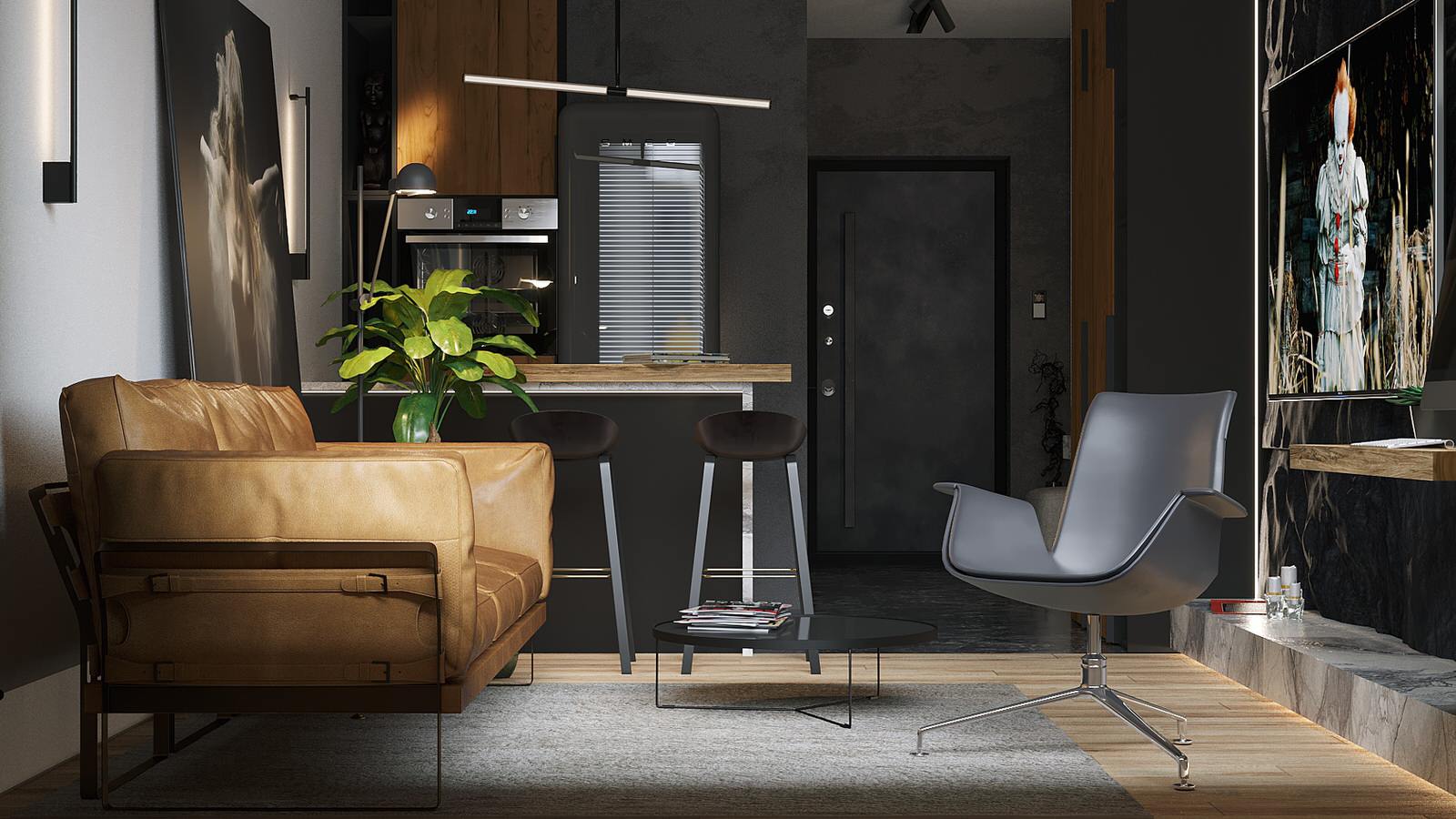 Интерьер небольшой студии 23 м2. Уютная студия предположительно холостяка, студи