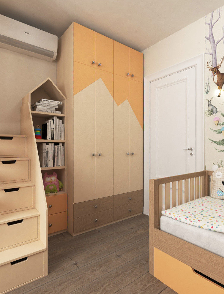 Детская комната с лесными фотообоями для близняшек