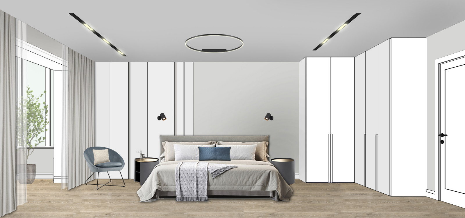 Обложка проекта: Коллажи спальни их проекта "Жемчужина"