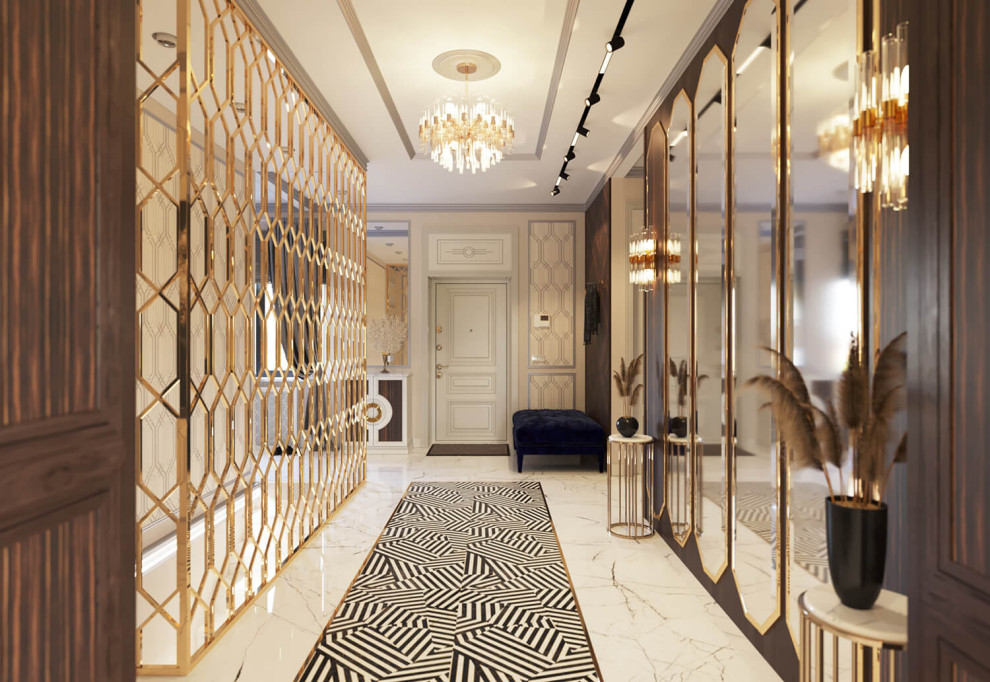 Дизайн интерьера одноэтажного жилого дома в стиле арт-деко