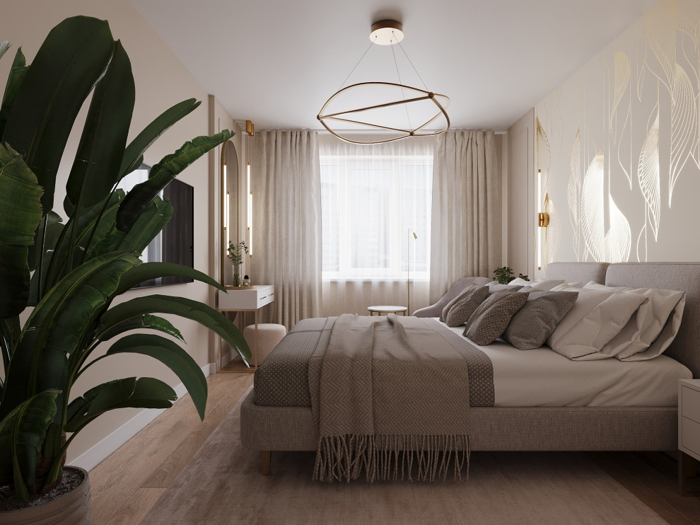 Бежевый в спальне .