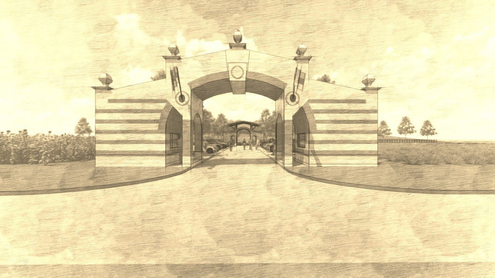 Entrance in small hotel complex