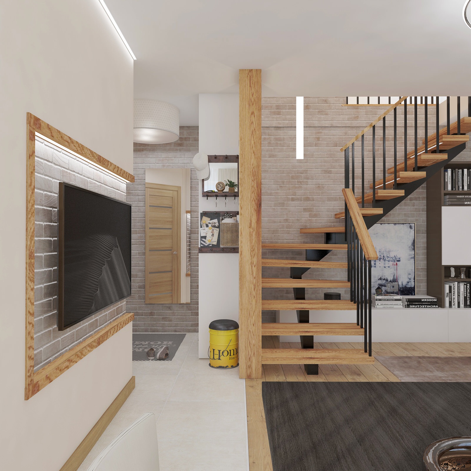 Проект двухуровневой квартиры  в стиле Лофт (135 кв м)