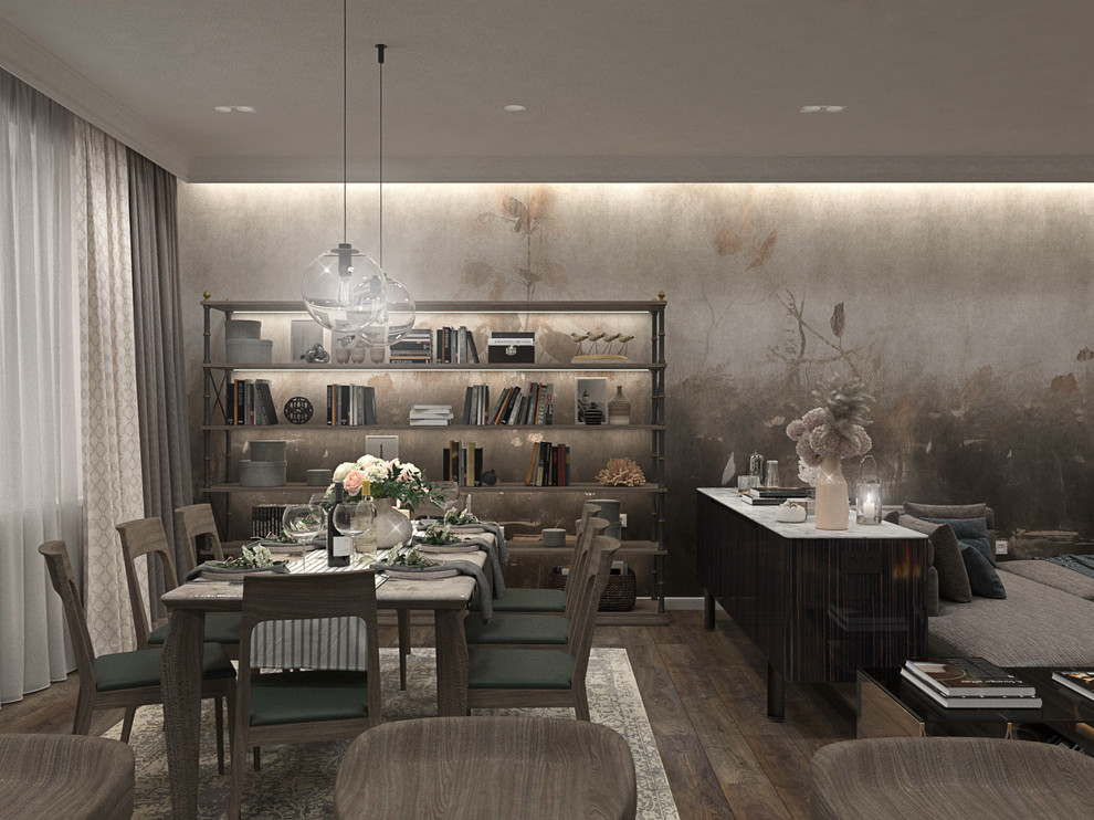 Гостиная, кухня и полноценная столовая в одном помещении