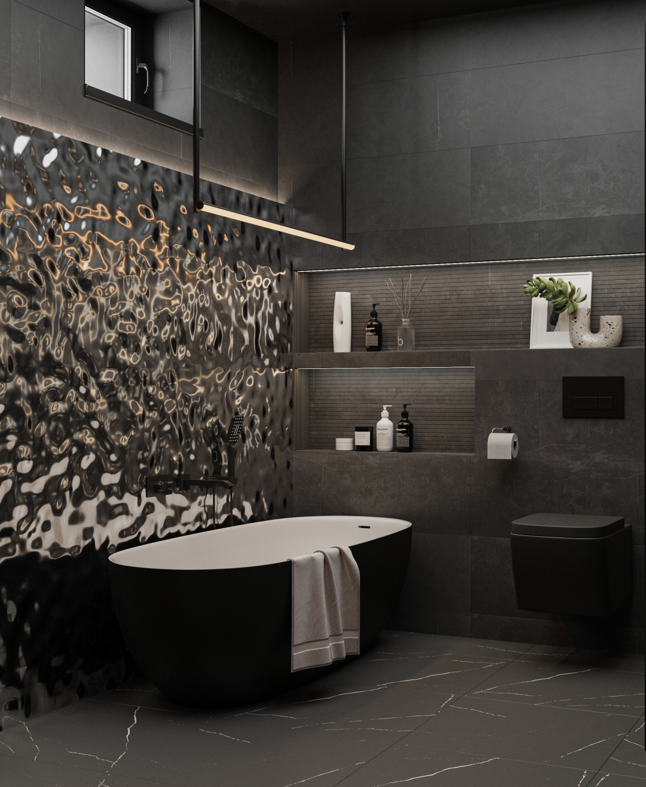 Чёрная ванная комната