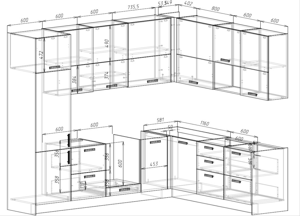 Эскиз кухни.