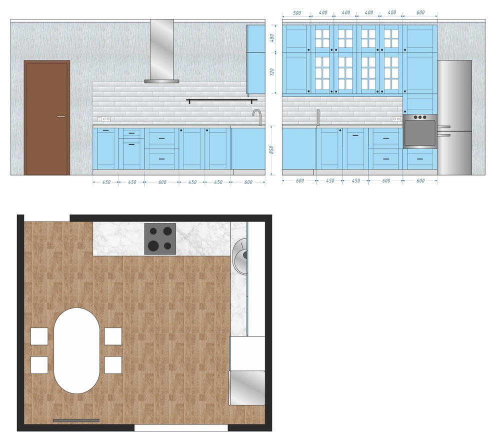 Обложка проекта: Голубая кухня в скандинавском стиле