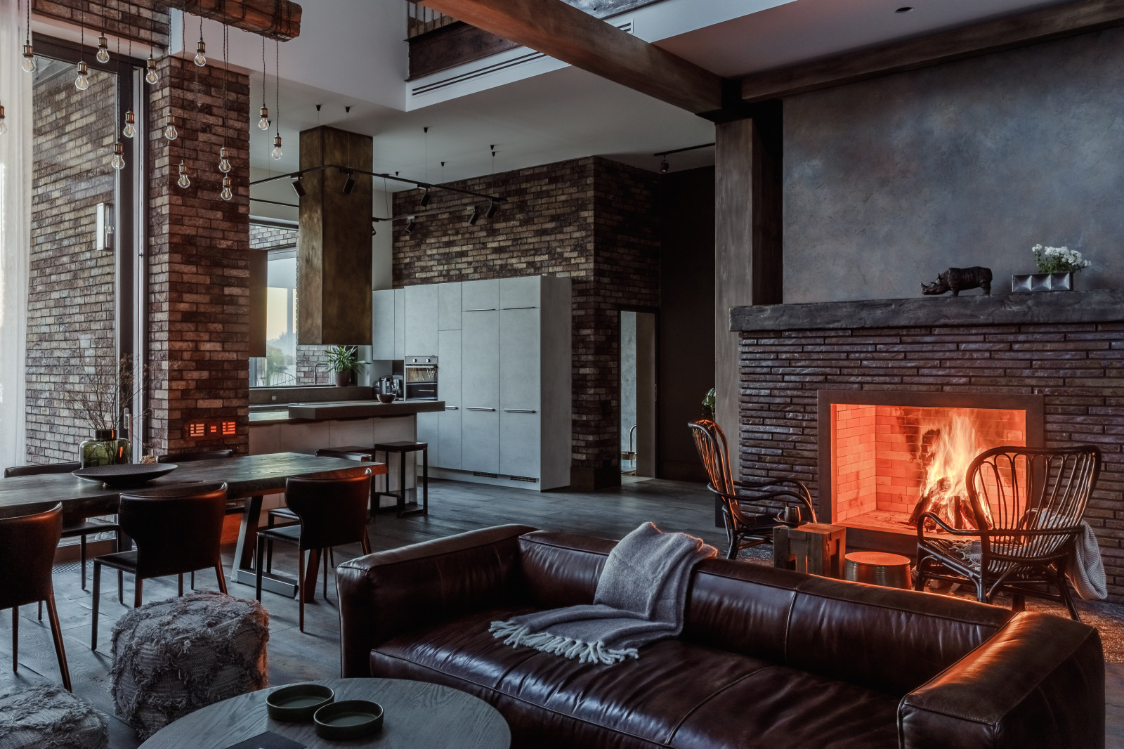 Кухня-гостиная в стиле loft в проекте салона nobilia г. Ростов-на-Дону