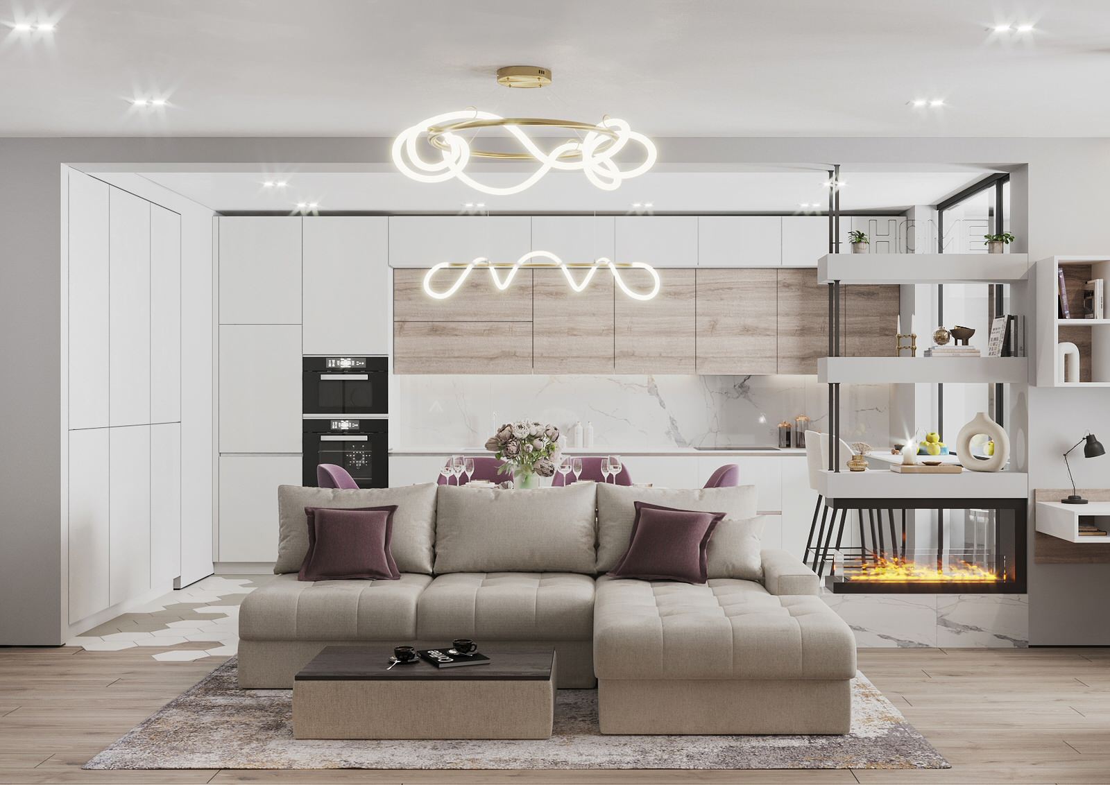 Interior design of an apartment with a beauty salon