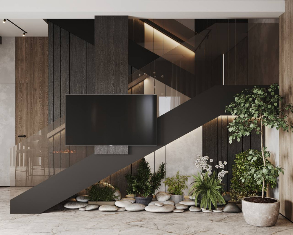 "Дом для двоих", частный дом, представлена входная группа и кухня- гостиная.