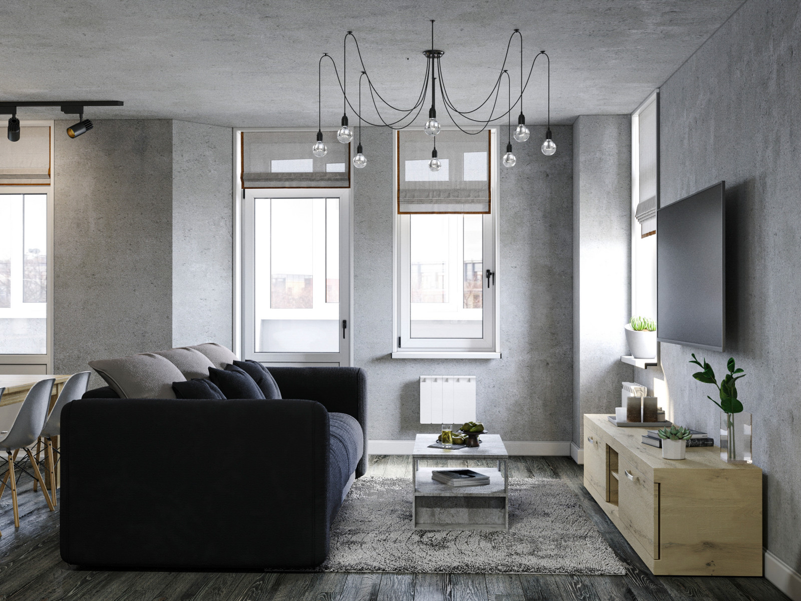 Квартира студия в стиле лофт для молодой пары в г.Ростов-на-Дону