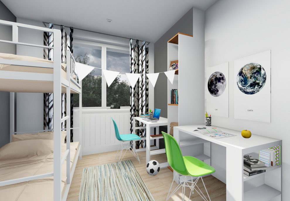 Квартира для семьи с двумя детьми в скандинавском стиле