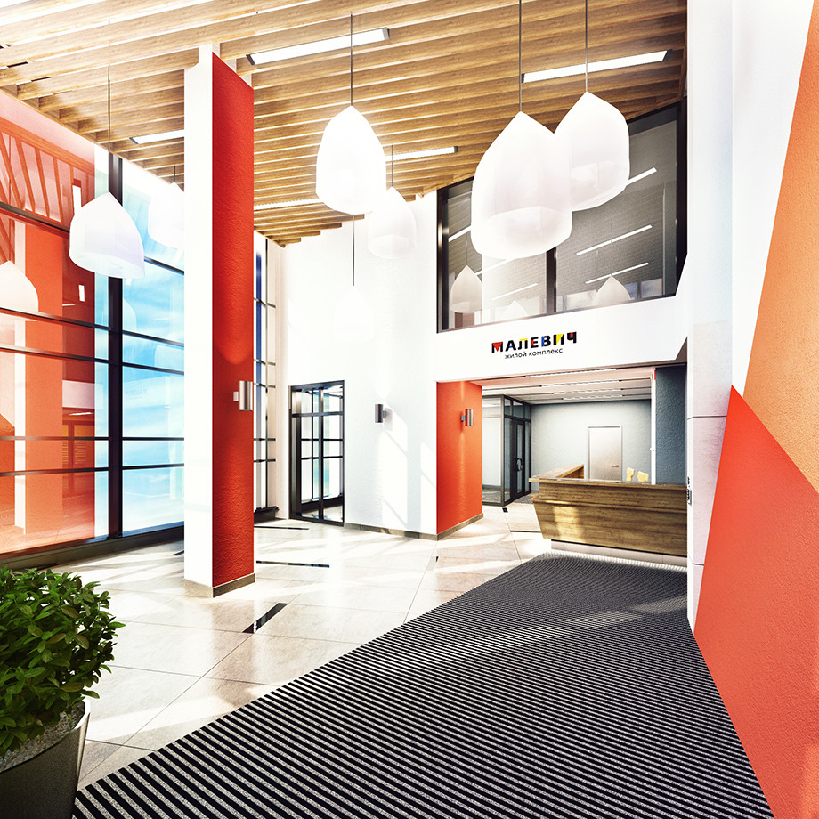 Дизайн интерьера холла многоквартирного жилого дома