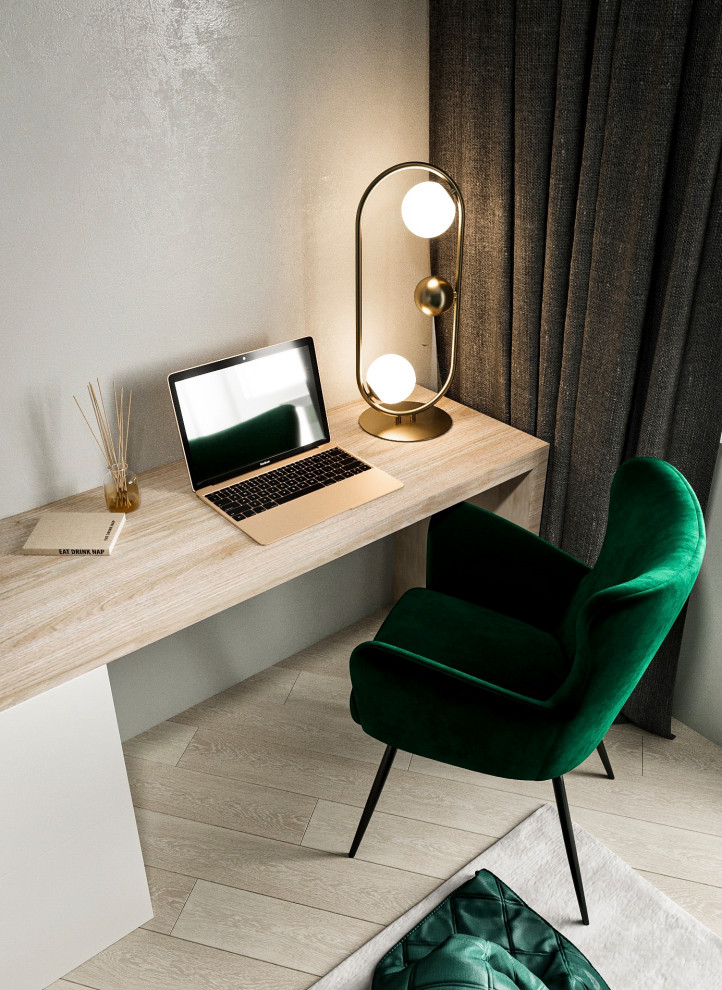 Дизайн-проект спальни в зеленых оттенках, Москва