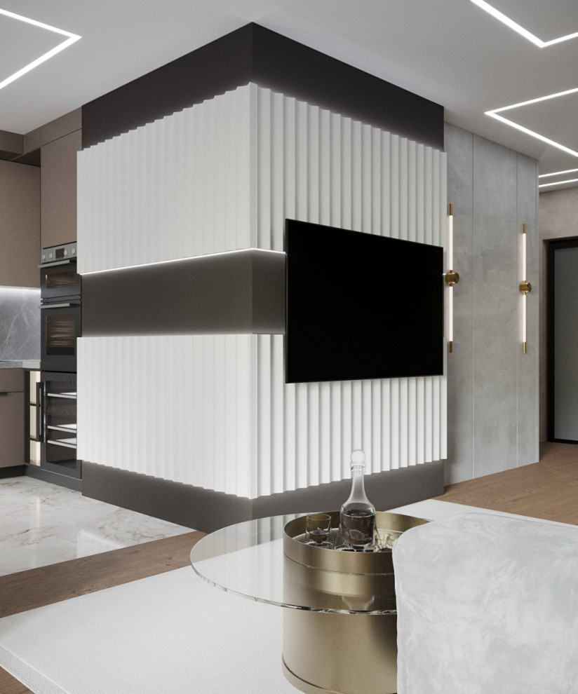 Дизайн-проект кухни-гостиной с курительной комнатой