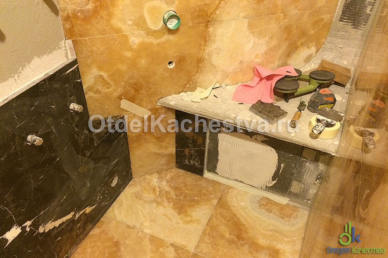 Укладка мрамора в ванной комнате