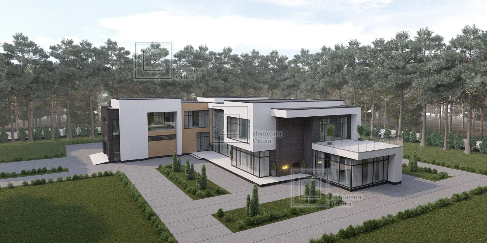 Проект дома с гаражом на три машины