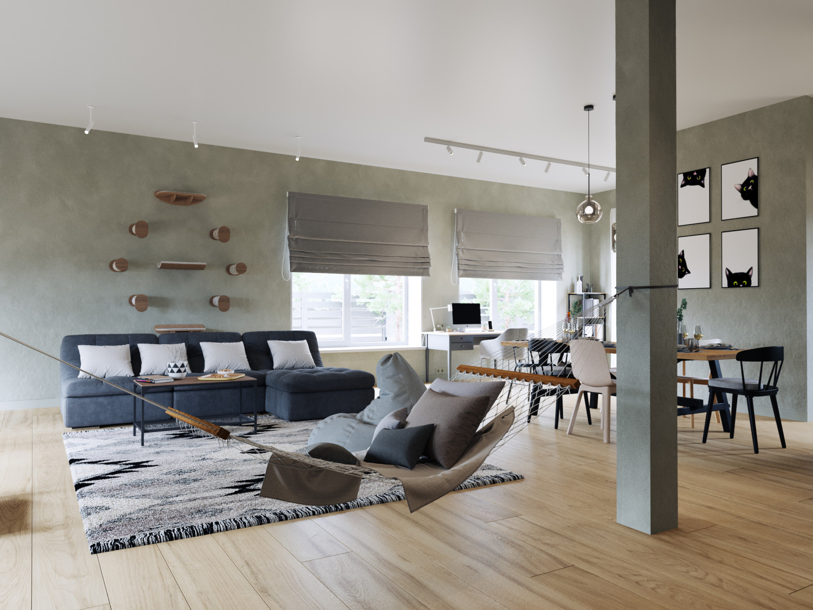 Дом в Орловской области (кухня-гостиная)