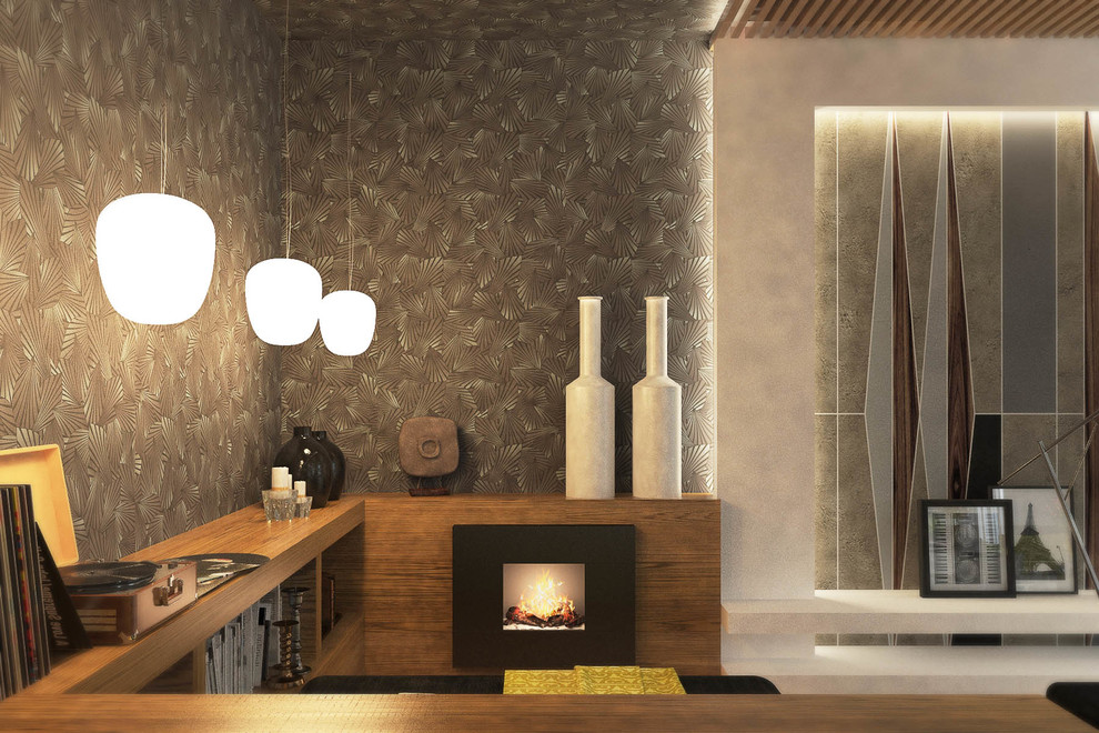 Лофт с камином.