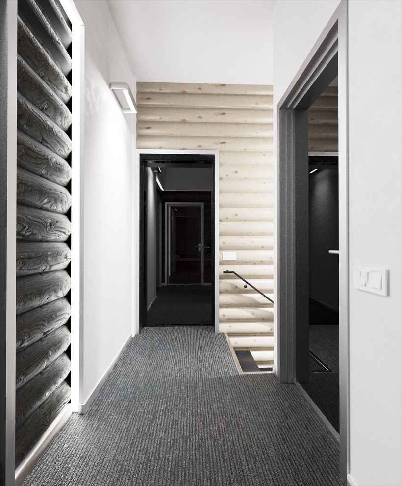 Современный интерьер в срубовом доме