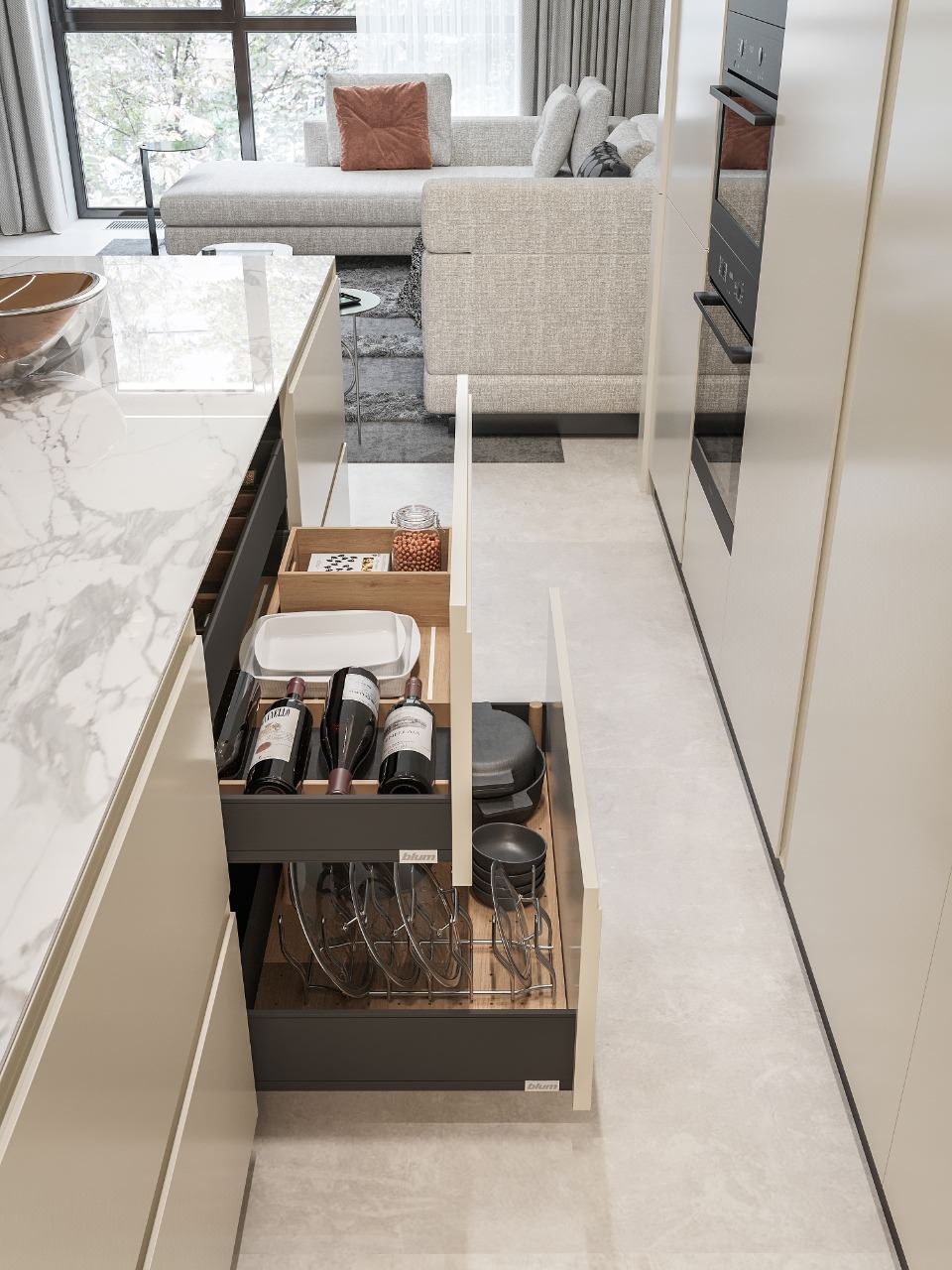 Премиум наполнение для среднего ящика - вид сбоку