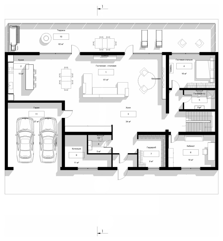 Эскизный проект жилого дома для семьи с двумя детьми