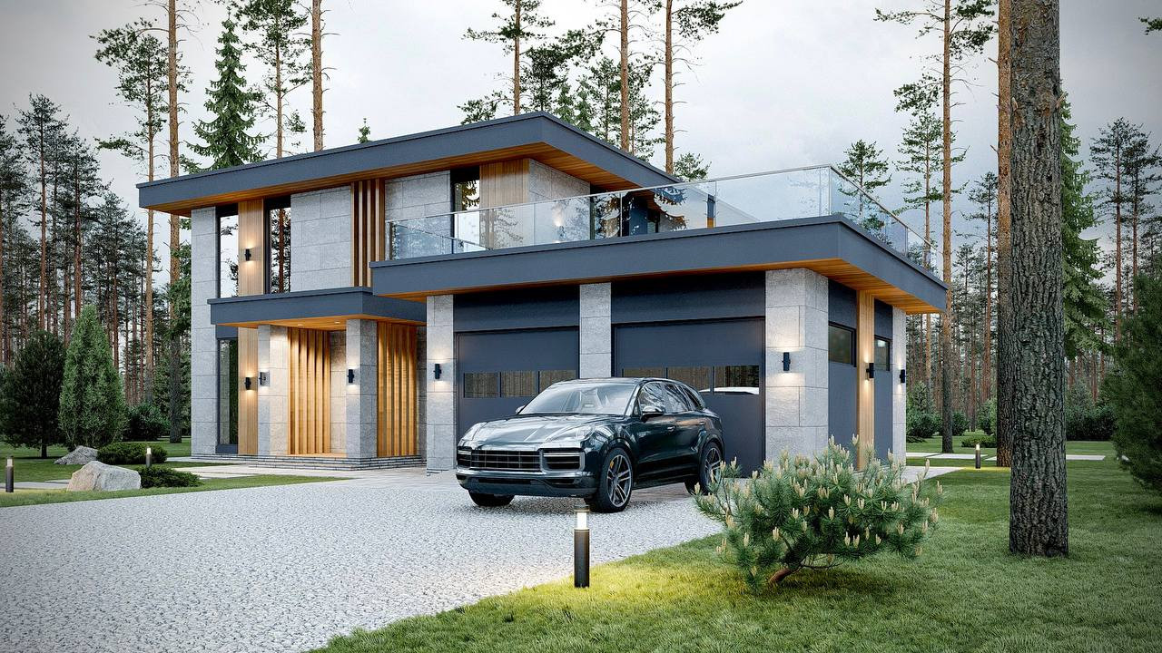 Проект двухэтажного дома в современном стиле 275 кв.м